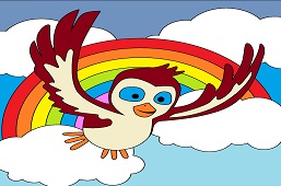 Ptak leci do tęczy