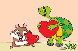 Chomik z żółwiem na Walentynki