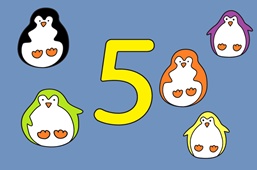 Pięć kolorowych pingwinów